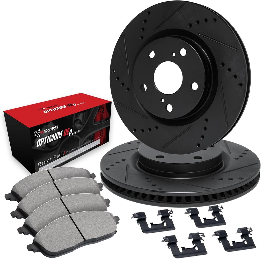 R1 Concepts Front Brakes and Rotors| Hardware Included| Front Optimum OEp Brake Pads and Rotors Kit| Fits 2004-2005 BMW 525i; 2006-2007 BMW 525xi, 530xi; 2009-2010 BMW 535i; 2008 BMW 535xi