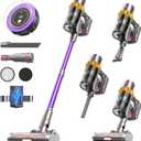 Cordless Vacuum Cleaner, 550W/45Kpa/70Mins Vacuum Cleaners for Home, Stick Vacuum Cordless with Low Noise, LED Screen, Wall Mount Charging,1.6L Dust Cup, Rechargeable Vacuum Pet Hair/Carpet/Hardfloor