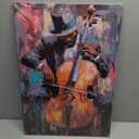 CXHOSTENT Black Jazz Canvas Wall Art Abstract Black Music Painting Prints African American Picture Musical Instruments Artwork for Men Room Decor Framed (Black, 16.00" x 24.00")