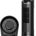 JRD 13" Tower Fan for Bedroom, 23ft/s Bladeless Desk Fan with 3 Speeds, 80 Degree Oscillating, Quiet Operation, Compact & Portable Table Fan for Bedroom Home Office Desktop (13 inch Knob, Black)