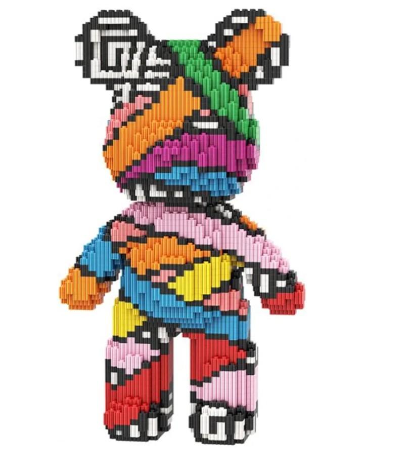 PIANTION Animal Colorful Bandage Bear Micro Building Blocks Set(3000PCS XQ035) 12.6in High Series,Gifts Suitable for Adults