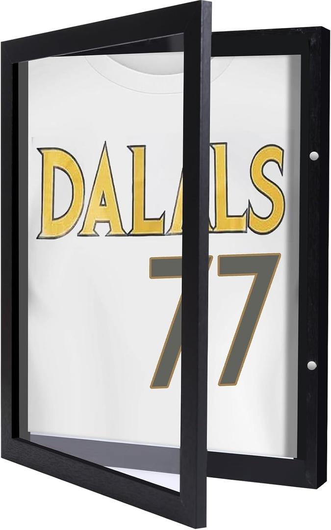 1 Pack 18" x 14" T-Shirt Display Frame with UV Protection Acrylic Jersey Frame, 1" Depth of Usable Space Shadow Box, Wood Display Case for Shirts, Jerseys, Memorabilia