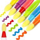 6 Pcs Sidewalk Chalk Paint Brush, Washable Sidewalk Paint Brush with Liquid Chalk Set, Easy to Clean Reusable, Come with Pigment Powder