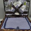 Picnic Basket for 4 Persons with Waterproof Picnic Blanket and Insulated Cooler, Large Wicker Picnic Basket for Camping, Outdoors, Valentine's Day, Christmas, Birthday, Wedding Gift