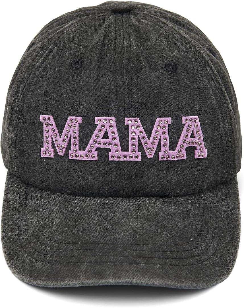 Mama Hats for Women, Gifts for Mom, New Mom, Mom to Be, Sequin Hat Mama Gifts for Mothers Day Baseball Cap Hats Black