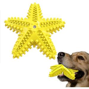 Squeaky Dog Toys - Starfish Natural Teeth Cleaning Toy for Small & Medium Dogs - Yellow