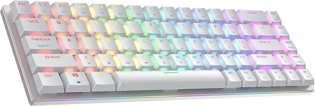 Ranked G65 Guardian 65% | Full Aluminum Frame | Ultra Slim Hot Swappable Mechanical Gaming Keyboard | 68 Keys Multi Color RGB LED Backlit for PC/Mac Gamer (White, Gateron Low Profile Brown)