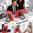 BRAECN Kids Case for iPad (A16) 11th/10th Generation 11/10.9'' 2025/2022, Heavy Duty Rugged Silicone Cover w/Swivel Ring Stand/Stable Kickstand/Shoulder Strap/Pencil Holder/Screen Protector, Red