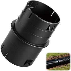 4" Universal Pipe Connector, Corrugated to PVC Pipe Adapter, Yard Drainage Coupler for Sump Pump Discharge & Downspout Extensions, Fits 4" SCH 40, 4" SDR 35 & 4" Corrugated Pipe - Black