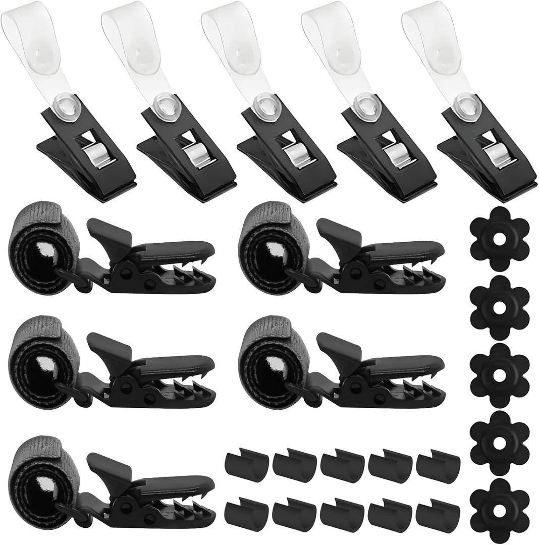 25Pcs Garden Flag Stoppers & Clips Kit, All-Season Heavy-Duty Plastic & Rubber Windproof Clips Hardware Accessories for Outdoor Flags, Small Banners, Curtains