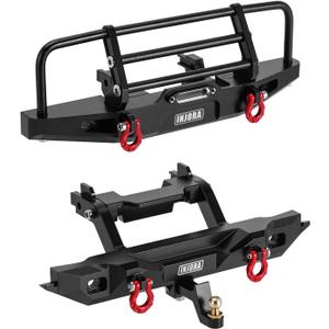 INJORA 37g Front and 26g Rear Bumper - CNC Aluminum Bumper with Light for 1/18 RC Crawler TRX4M Defender Upgrade