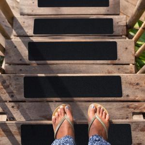 S&X Stair Treads Non-Slip Outdoor Grip Tape, 12-Pack, 6 x 30 Pre-Cut Anti Slip Tape, Black (6" x 30" Black)