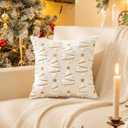 AQOTHES Christmas Tree Decorative White Throw Pillow Covers 18x18 Set of 2, Faux Fur Farmhouse Throw Pillows Cushion Cases for Xmas Winter Holiday Home Decor
