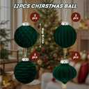 24 Pcs Velvet Christmas Balls Ornaments,Green Christmas Ornaments Include 12Pcs 3.15Inch Xmas Balls 12 Vintage Ribbon Bows,Green Ornaments for Christmas Tree and Indoor Holiday Decor