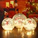 Soulchen 3 Pcs Christmas Decorations Indoor Snowman Globe Crackle Glass Ball Lamp with LED Lights Tabletop Xmas Decor Christmas Table Decorations for Home Fireplace Mantel
