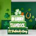 St. Patricks Day Table Centerpieces- St. Patricks Wooden Blocks Sign with Lighted 3D Letters Timer Shamrocks and Flowers St. Patrick's Day Decorations for Home Table Tiered Tray