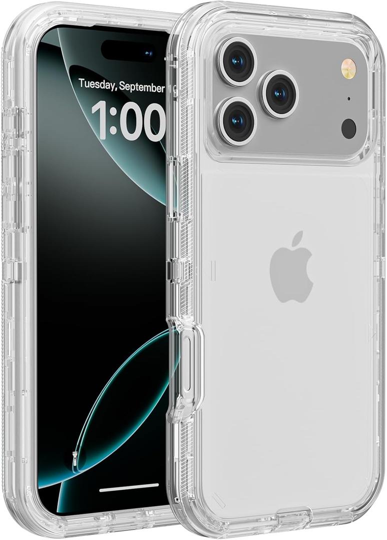 Gase for iPhone 17 Pro Max Case with 2 Screen Protector, Full Body Heavy Duty Military Grade Cover, Shockproof Drop-Proof Phone Case 6.9" (Crystal Clear)