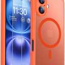 SPIDERCASE Magnetic for iPhone 16 Plus Case,with 2 Pcs [Tempered Glass Screen Protector] Translucent Matte Back Slim Shockproof Protective Phone Case for iPhone 16 Plus 6.7'',Orange 2PACK