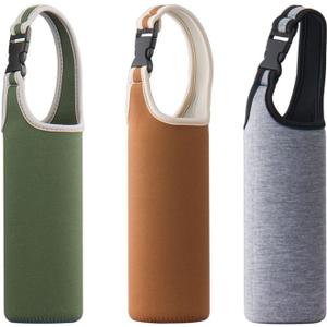3PCS Water Bottle Carrier 16oz-21oz, Neoprene Sleeve Cup Holder Pouch with Carrying Handle for All Portable Sport Water Bottle