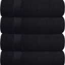 BELZZI Home Ultra Soft 4 Pack Oversized Bath Towel Set 27x54, Cotton Compact Bath Towels, Highly Absorbant Eco-Friendly Quickdry & Lightweight Towel, Ideal for Gym Travel Camp Pool - Black