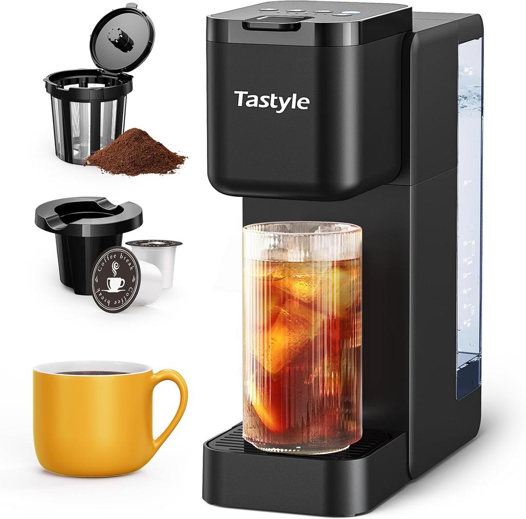 Single Serve Hot & Iced Coffee Maker with Strong Brew, 40oz Removable Reservoir, 6 Brew Sizes, Compatible with K Cup and Grounds, Compact for Home, Office, RV and Dorm, Black (2.0 Version) Single Serve Hot & Iced Coffee Maker with Strong Brew, 40oz Removable Reservoir, 6 Brew Sizes, Compatible with K Cup and Grounds, Compact for Home, Office, RV and Dorm, Black (2.0 Version)