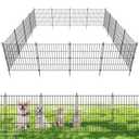 10 Panels No Dig Decorative Outdoor Garden Fence for Yard, 24 in(H) X 20 ft(L) Animal Barrier Fencing Rustproof Metal Wire Panel Border for Dog, Rabbits, and Patio Temporary Ground Stakes