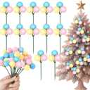 Syhood 12 Set 7.9 Inch Christmas Ball Ornaments on Wired Picks Shatterproof Xmas Pastel Ball Picks for Christmas Tree Vase Wreath Stairs Garland Decoration Supplies