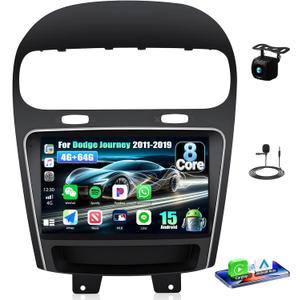 [8 Core 4G+64G] Car Radio for Dodge Journey 2011-2019 and for Fiat Freemont 2012-2014 with Wireless Carplay Android Auto,9'' Touchscreen Car Stereo with WiFi/GPS Bluetooth FM/RDS+AHD Backup Camera