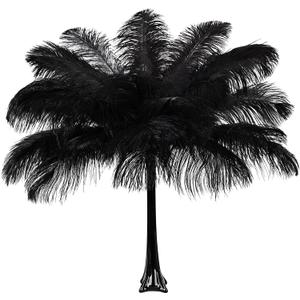 THARAHT Black Ostrich Feathers 12pcs Large Natural Bulk 16-18Inch 40cm-45cm for Wedding Party Centerpieces Halloween and Home Decoration Feathers