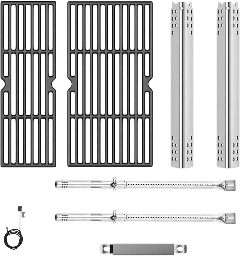 SafBbcue 463625217 Parts Kit Replacement for Charbroil 463673519 463625219 463673517 463673017 463376017P1 Heat Plates G470-0004-W1 Cooking Grates G470-0003-W1 (18" x 15 13/16" for 2 burner)