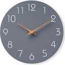 Mosewa Wall Clock 14 Inch Gray Battery Operated Silent Non Ticking Simple Modern Wood Clock Decorative for Bedroom Living Room Kitchen Home Office