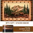 FRAMICS Rustic 9x12 Area Rug Washable Rugs for Living Room, Soft Faux Wool Cabin Bear Bedroom Rugs Non Slip, Farmhouse Floor Carpet Low Profile Extra Large Throw Rug for Dining Room Home Decor