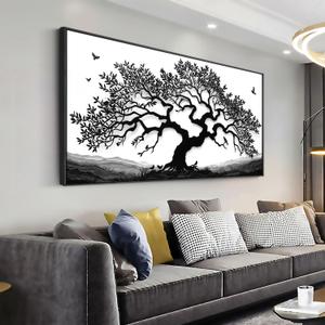 MooMel Wall Art Tree of Life White and Black Abstract Wall Art Canvas Painting for Living Room Bedroom Dining Room Home Office Decor Large Framed Ready to Hang 20"x40"