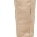 Ermonn Womens Faux Suede Knee High Side Zipper Chunky Heel Stretch Winter Boots (9, Beige)
