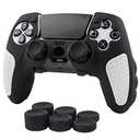 Skin for DualSense Edge, Ergonomic Soft Anti-Slip Silicone Controller Grip Cover Case Accessories Set for PlayStation 5 DualSense Edge Controller with Thumb Grip Caps (Black White)