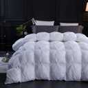 Three Geese Pinch Pleat Waterfowl Feathers and Down Comforter Cal King Size Duvet Insert,750+ Fill Power,1200TC 100% Cotton, Premium All Seasons White Warm Hotel Comforter with 8 Tabs., Cal King: 108x98inches
