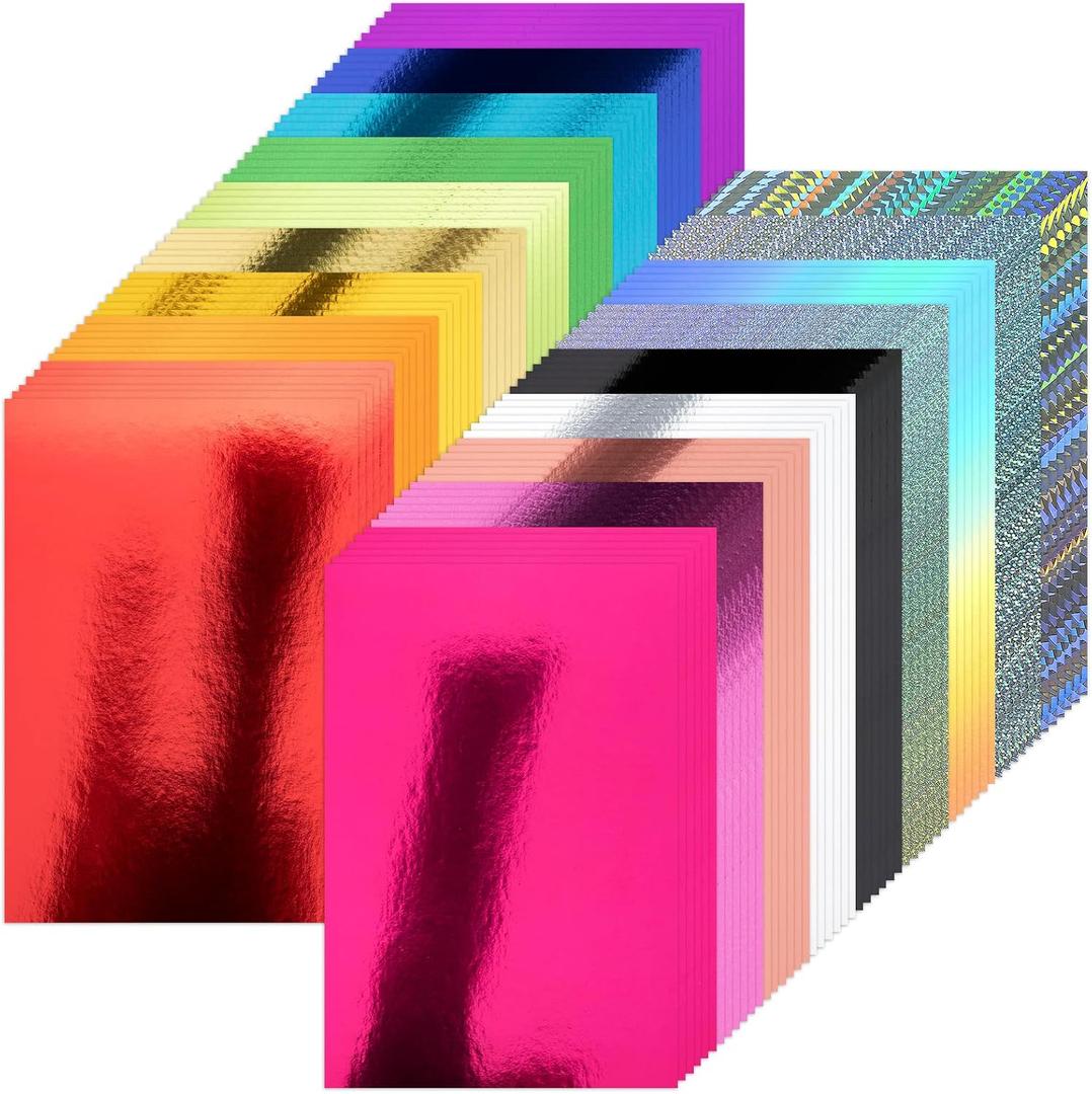 108 Pack Metallic Cardstock Paper Sheets, 8" x 12" Color Foil Mirror Shimmering Paper 250gsm/92lb For Arts and Crafts, Decorative, Weddings & Birthdays Invitations, Scrapbook Supplies