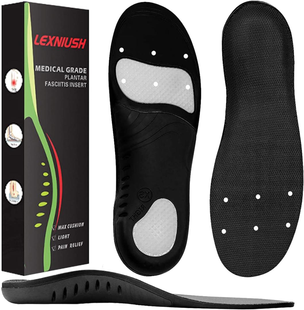 Plantar Fasciitis Arch Support Shoe Inserts Women & Men - Insoles Orthotic Inserts for Flat Feet, Cushioning Shoe Insoles for Foot Pain, Running, Heel Spurs, Arch Pain High Arch - Boot Insoles (M: Mens 8.5-10 / Womens 9.5-11, Black)
