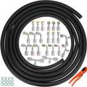25PCS Air Conditioning Hose and Fitting Kit Includes 3PCS 9.8ft #6#8#10 Standard Barrier AC Hoses, 22PCS #6#8#10 AC Fittings, 12Pcs O-Rings, Universal Compatible with Auto AC Systems R134a