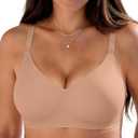OEAK 2026 Wireless Jelly Bra for Women Push Up Bralette Seamless Full Coverage Comfortable Convertible Everyday Tshirt Bras Sand, 38C