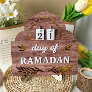 Ramadan Countdown Calendar 2026, Ramadan Decorations for Home, Wooden Eid Mubarak Ramadan Advent Calendars for Islamic Muslim Gift Date Tracker Table Decor -
