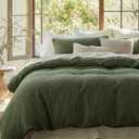 Bedsure 100% Muslin Cotton Duvet Cover King Size - Ultra-Soft Gauze Duvet Cover, PureWoven Breathable & Lightweight Bedding Set with Zipper Closure and Corner Ties (Olive Green, King, 104"x90")