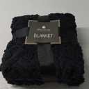 Puncuntex Black Throw Blanket 50"60" inches Fuzzy 3D Jacquard Decorative Flannel Fleece Super Soft Plush Cozy Blanket for Couch Sofa Chair Lightweight