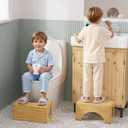 AmazerBath Toilet Stool for Toddler Potty Training, Non-Slip Baby & Kids Potty Step Stool for Bathroom Sink, Kitchen Counter, Bedroom, Closet, 7" (Natural Color)