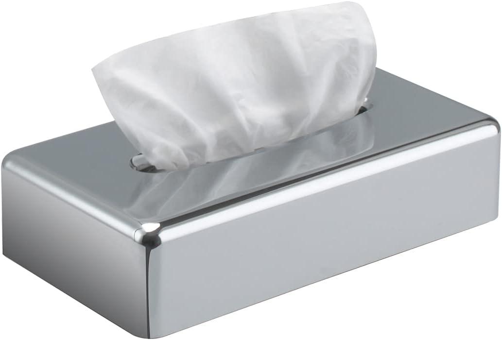 Tissue Box Cover, Rectangular Mirror Wall Mounted Facial Paper Holder Dispenser, Prefert for Storage on Bathroom Vanity, Kitchen, Night Stand, Countertops Office and Car.