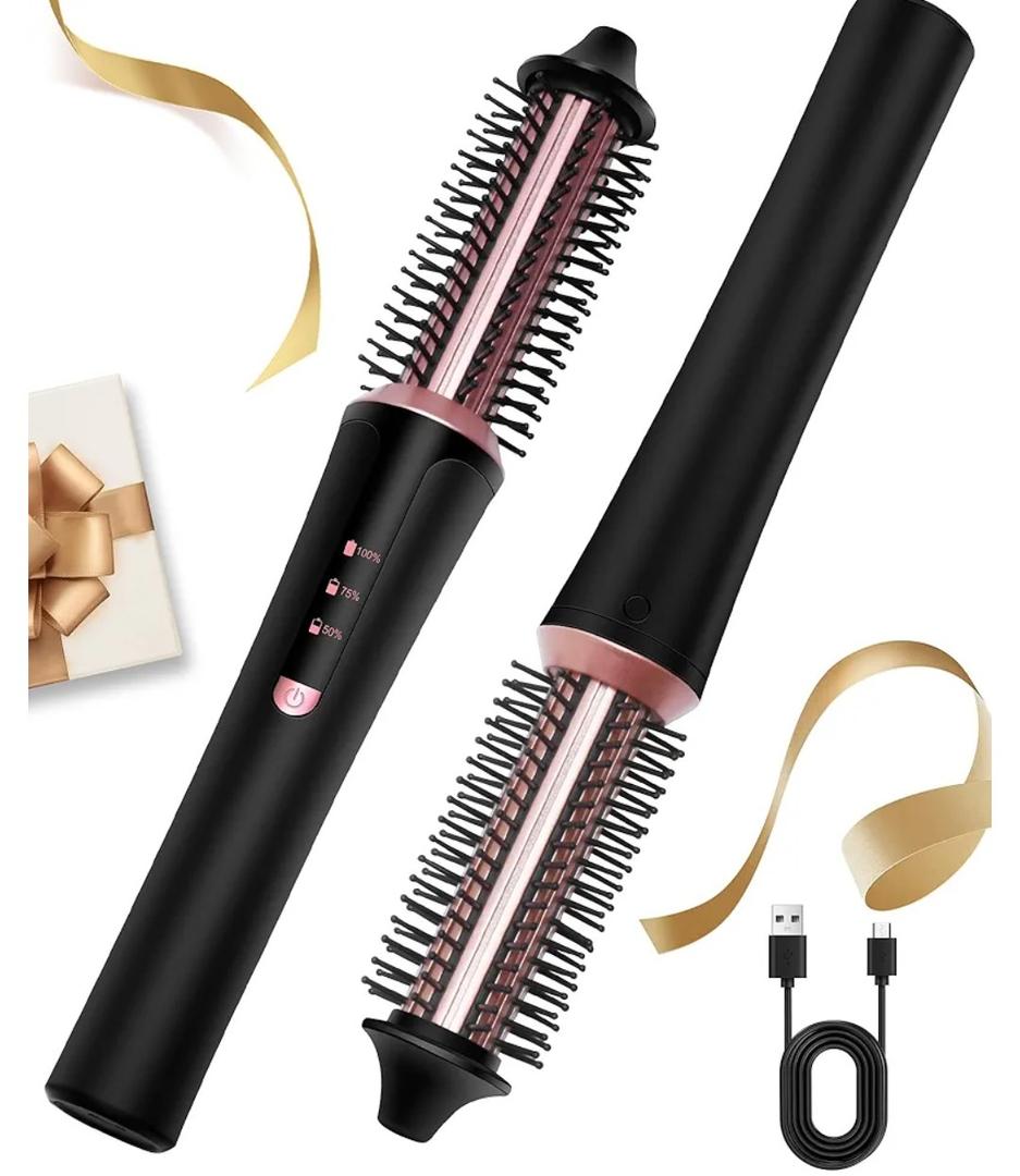 UKLISS Cordless Curling Brush,4000 mAh USB Cordless Hair Curler with 3 Temp Setting Mini Travel Curling Iron Rechargeable, Ceramic Battery Powered Curling Iron