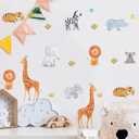 Animals Wall Decals for Kids, Jungle Removable Wall Stickers Toddler Boy Girl, Safari Peel & Stick Elephant Lion Giraffe Koala Baby Nursery Sticker [>40 Animal Zoo Wall Cling] + Test Sample Included!
