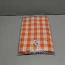 LA Linen Poly Checkered Round Tablecloth, 120-Inch, Orange/White