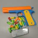 Classic Toy Gun Soft Bullet Blaster Pistol Removable Magazine, Fun Slide Action, 20 Soft Bullets, Safety Orange, Kids Roleplay Ages 6+