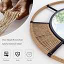 42'' Coastal Large Round Rope Mirror, Nautical Mirror with Detachable Rattan & Black Metal Frame, Farmhouse Mirrors for Rustic Boho Bathroom, Bedroom, Living Room, or Entryway